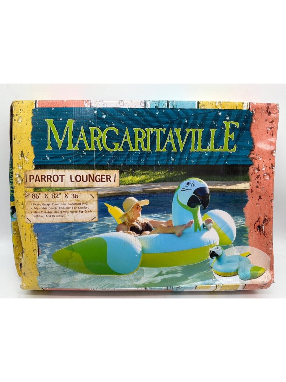 Margaritaville Parrot Lounger Inflatable Pool Float - Blue & Green